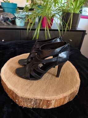 George Black Strappy Cutout High Heels